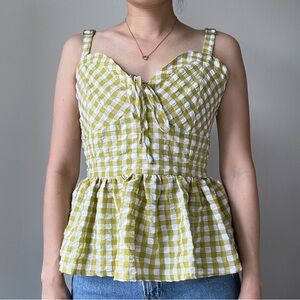 Green Plaid Strap Vest Top